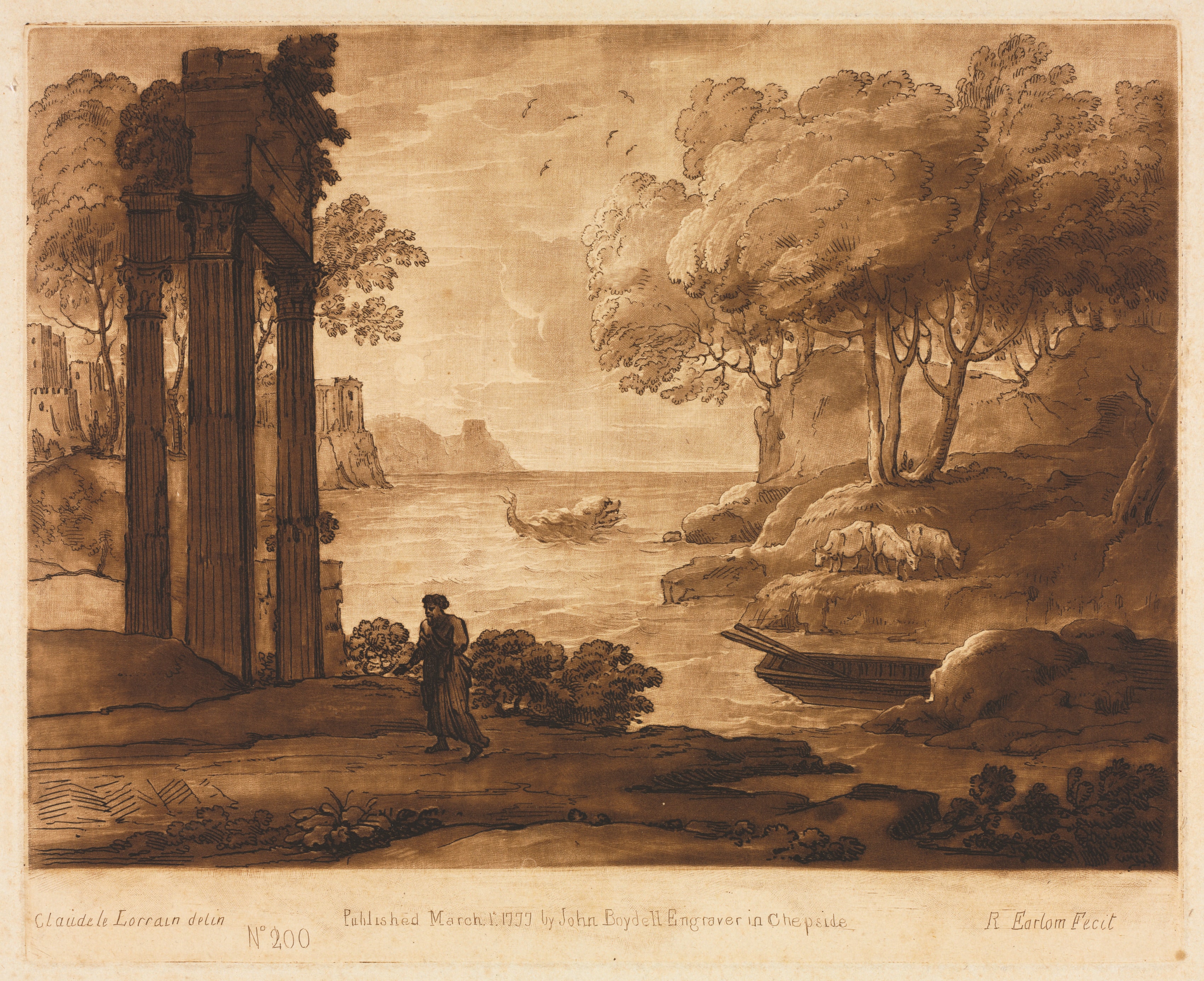 Liber Veritatis:  No. 200, A View on the Sea Shore, with the Story of Jesus