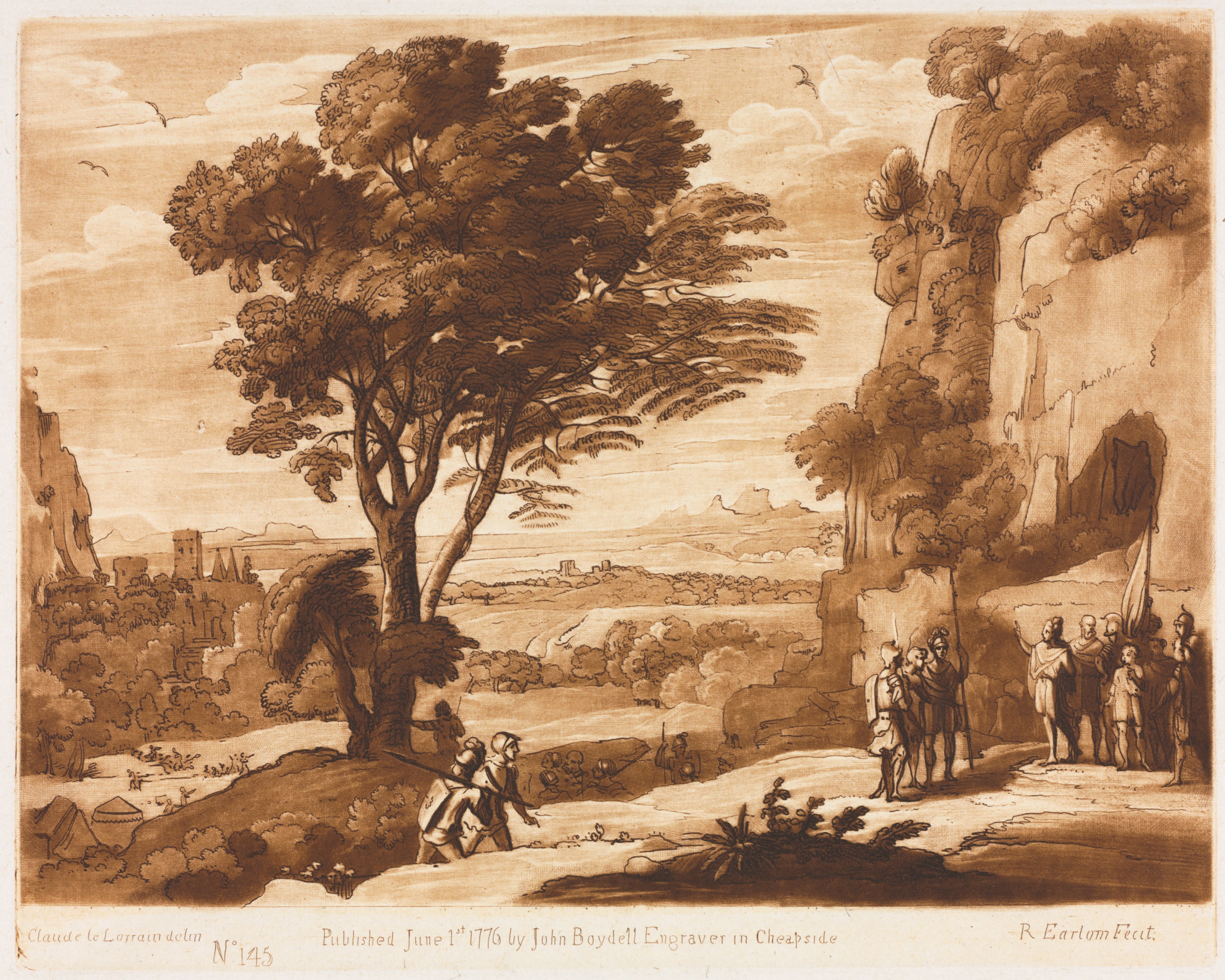 Liber Veritatis:  No. 145, A Landscape, with Figures, Simon brought before Priam