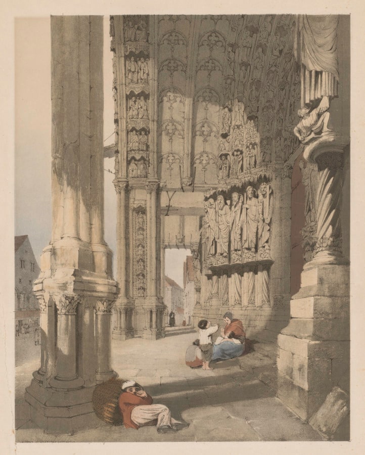 Picturesque Architecture in Paris, Ghent, Antwerp, Rouen, Etc.: South Porch of Chartres Cathedral, 