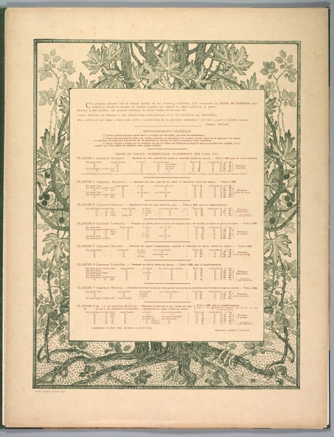 Suite de Paysages: Colophon