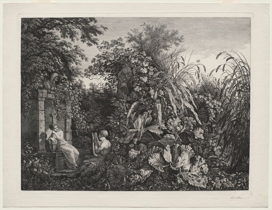 Youth Playing a Lyre to a Maiden by a Fountain