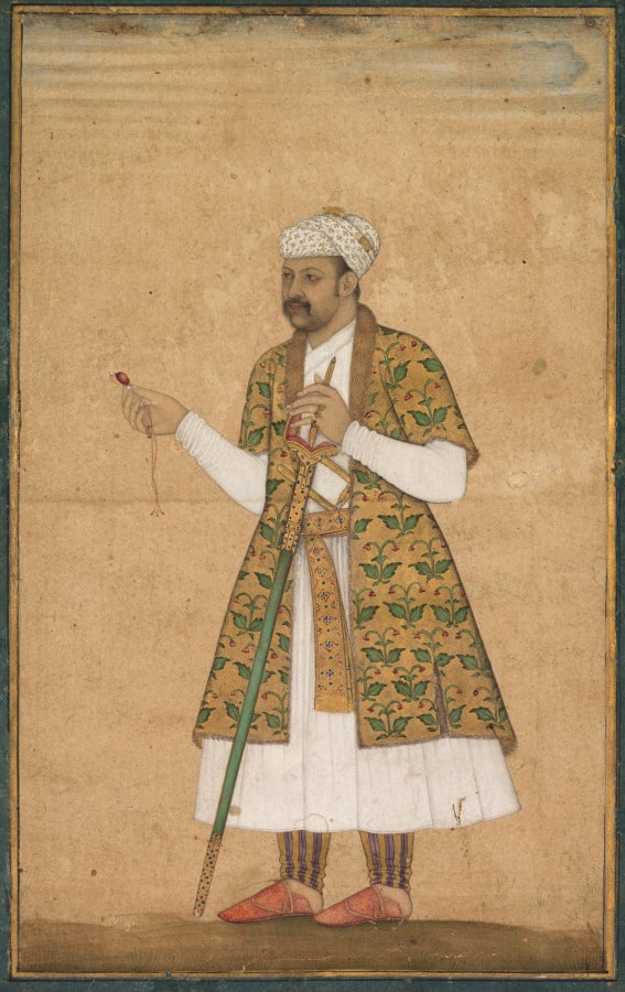 A Courtier, Possibly Khan Alam, Holding a Spinel and a Deccan Sword