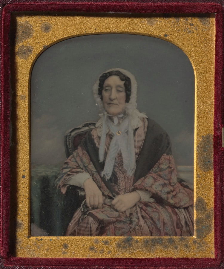 High-born lady in white bonnet