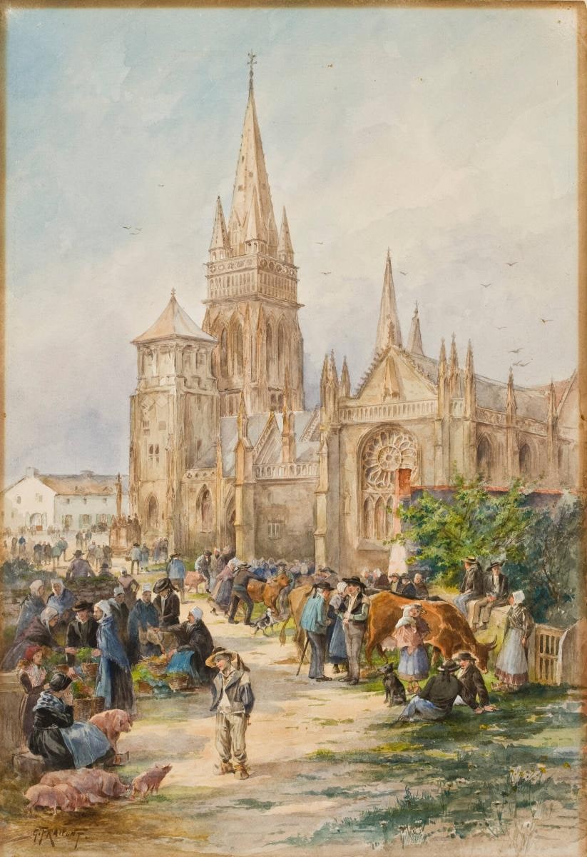 Market Scene at Le Folgoët, Brittany