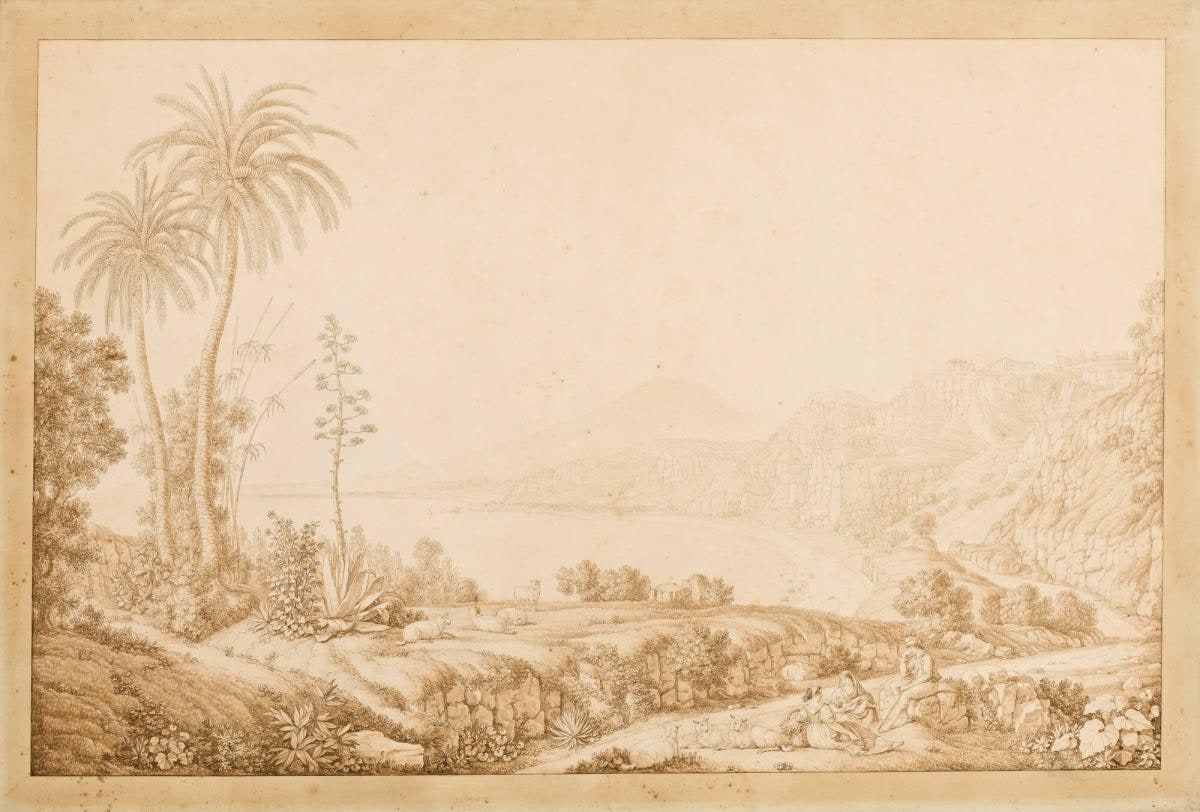View of Naples, near Amalfi, with Vesuvius