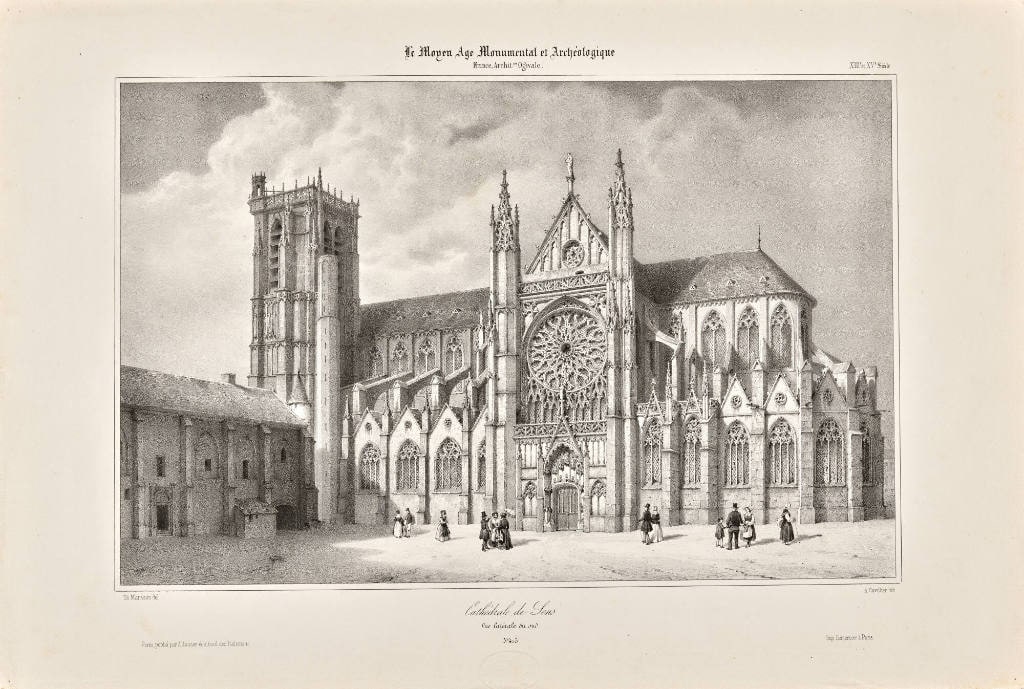 Cathedrale de Sens, vue laterale du sud- Le Moyen-Age Monumetal et Archeologique