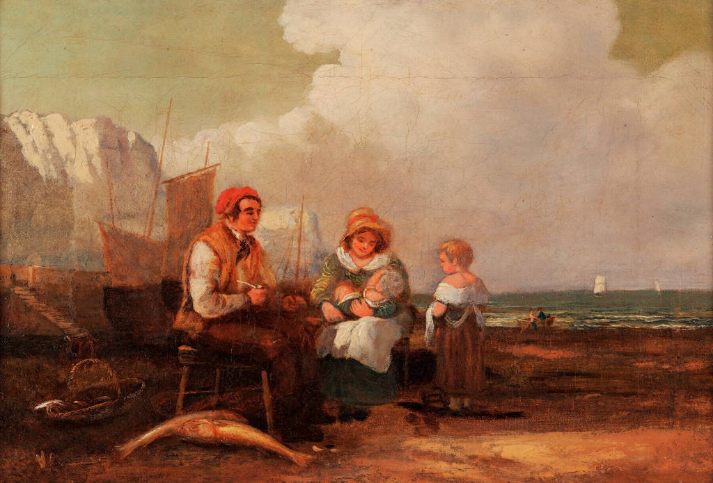 Fisher Folk Resting on the Beach
