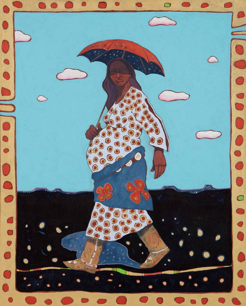 Grandmother Gestating Father and the Washita River Runs Ribbon-Like