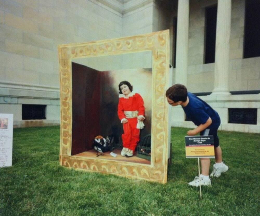 Young Person of Ambiguous Gender, Pretending to Be a Painting of a Young Boy, “Art Alive” Annual Event, a Postmodern Strategy Designed to Deconstruct, Relativize, and Trivialize Art, Albright-Knox Art Gallery Lawn
