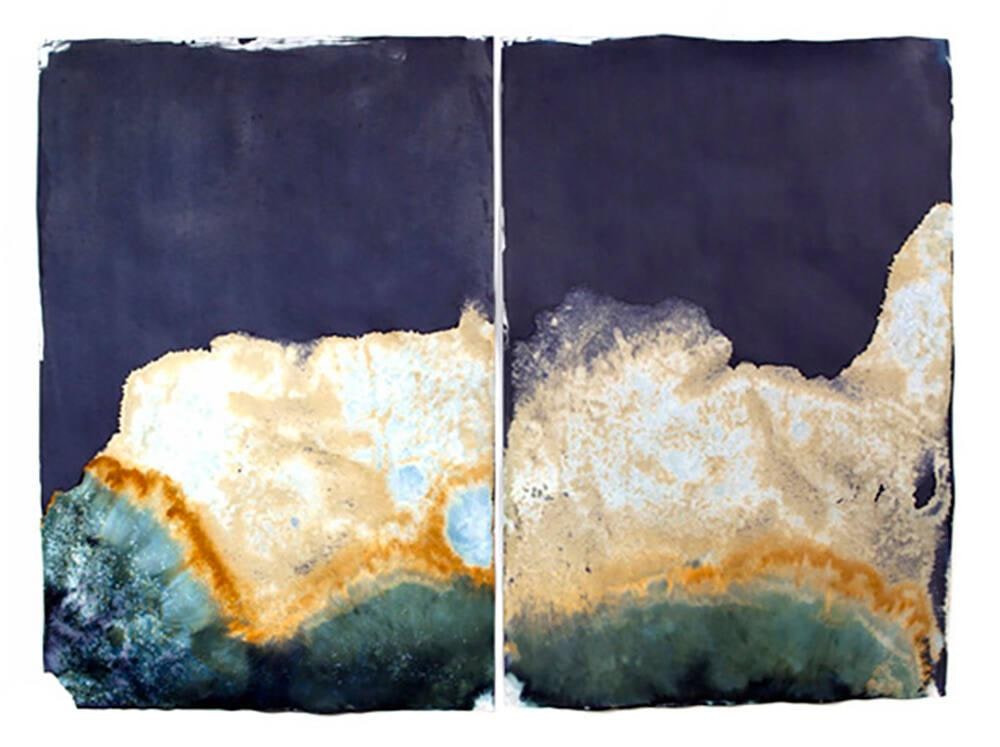 Littoral Drift #18 (Recto/Verso, Diptych, Rodeo Beach, 08.01.13, Two Waves, Buried and Saturated)