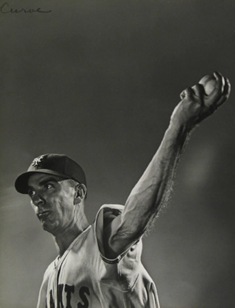 New York Giants Pitcher Carl Hubbell Throwing a Curve Ball, NY.