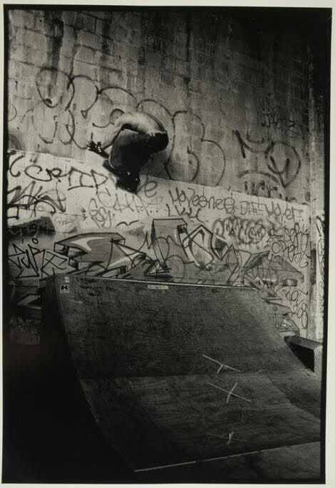 Adrian jumping off the ramp at the factory, North 11th Street, Williamsburg, Brooklyn