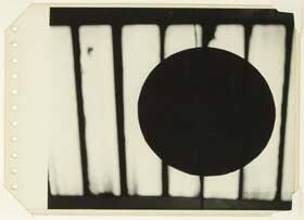 Untitled [Abstract, circle and bars in silhouette]