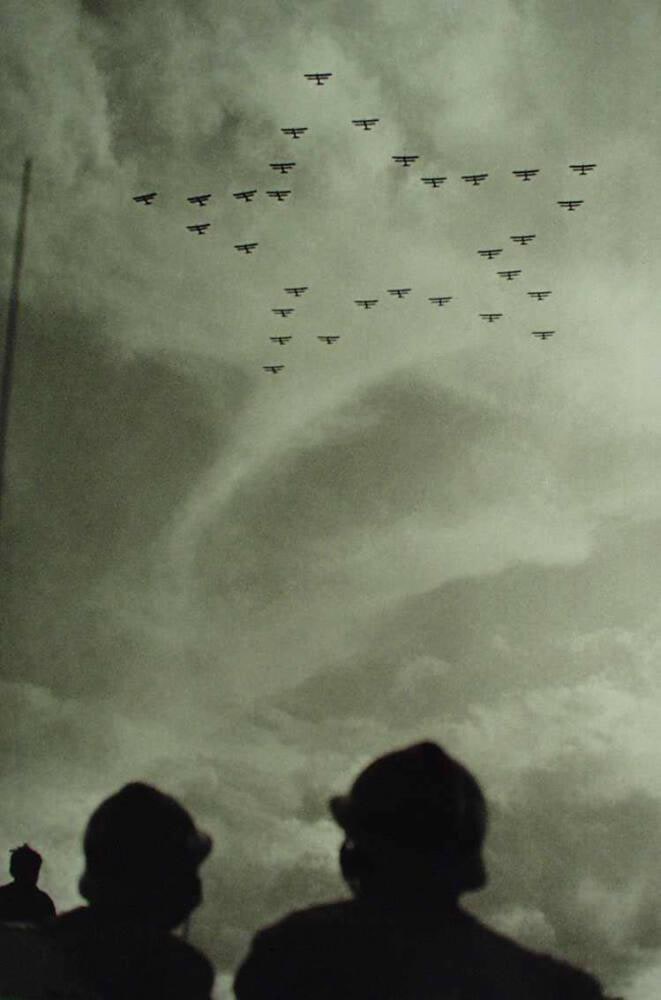 Biplanes in five pointed star formation, Tushina Air Base