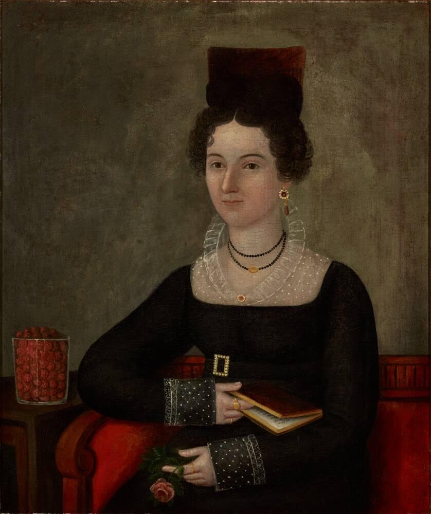 Lady on a Red Sofa