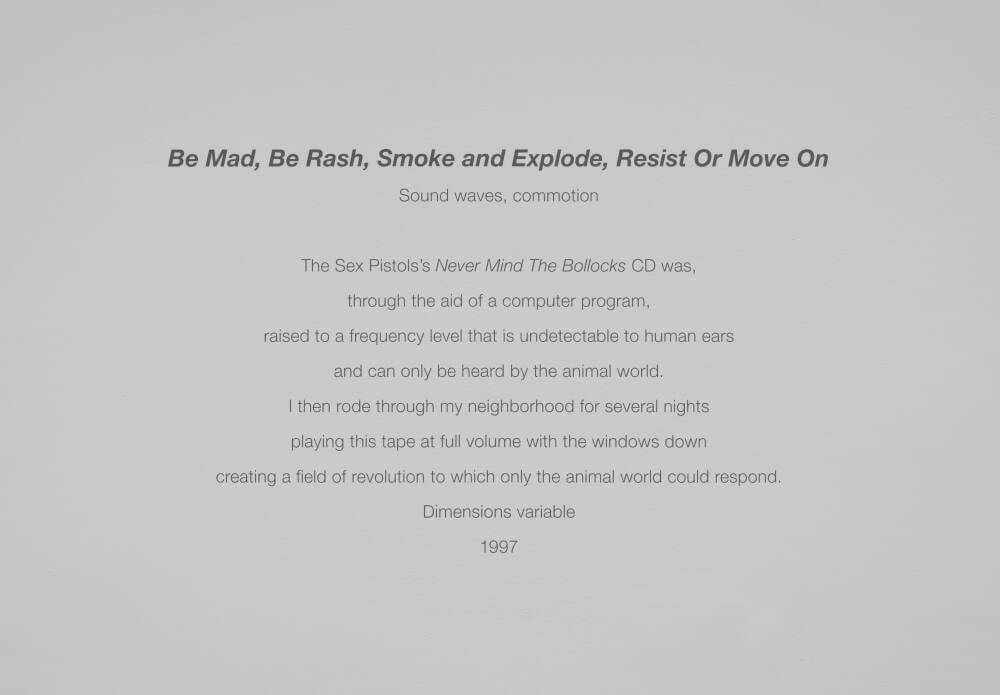 Be Mad, Be Rash, Smoke and Explode, Resist or Move On