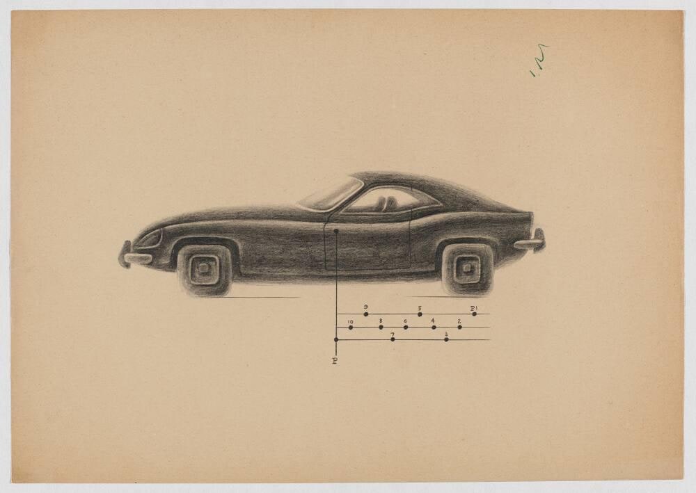 Untitled [Car with Square Wheels and Musical Notes]