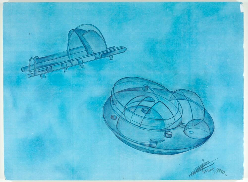 Boceto para maqueta de La ciudad hidroespacial