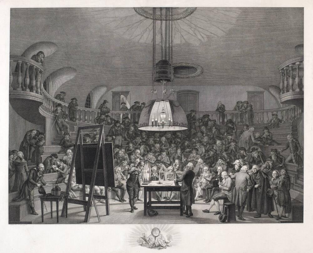 The Physics Room of the Felix Meritis Society, Amsterdam, with Jan van Swinden Lecturing