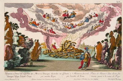 Venus and Minerva in Discord over the Fall of Troy from Il Pomo d'Oro