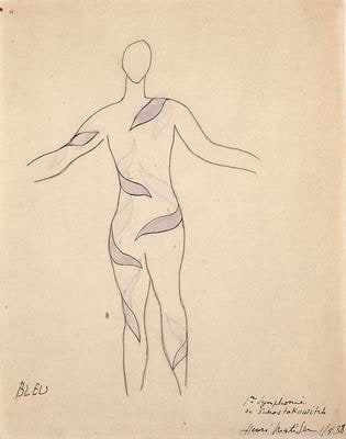 Costume design for Bleu (Blue) in Rouge et Noir (Red and Black)