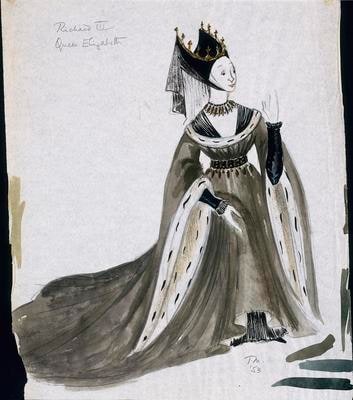 Costume design for Betty Leighton as Queen Elizabeth in Richard III