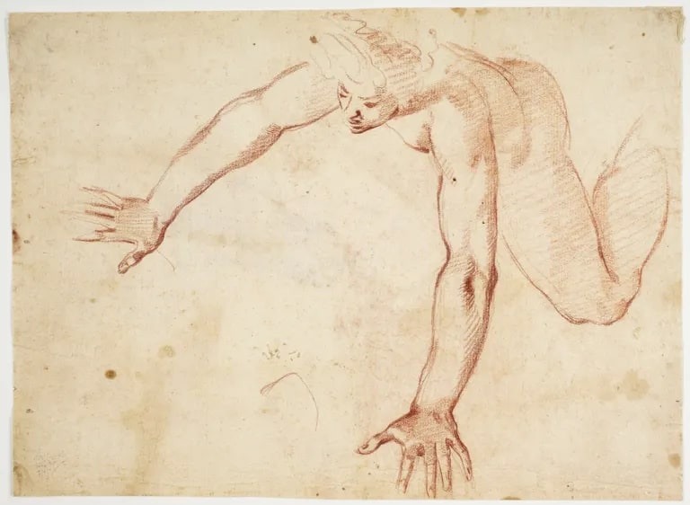 Nude figure falling