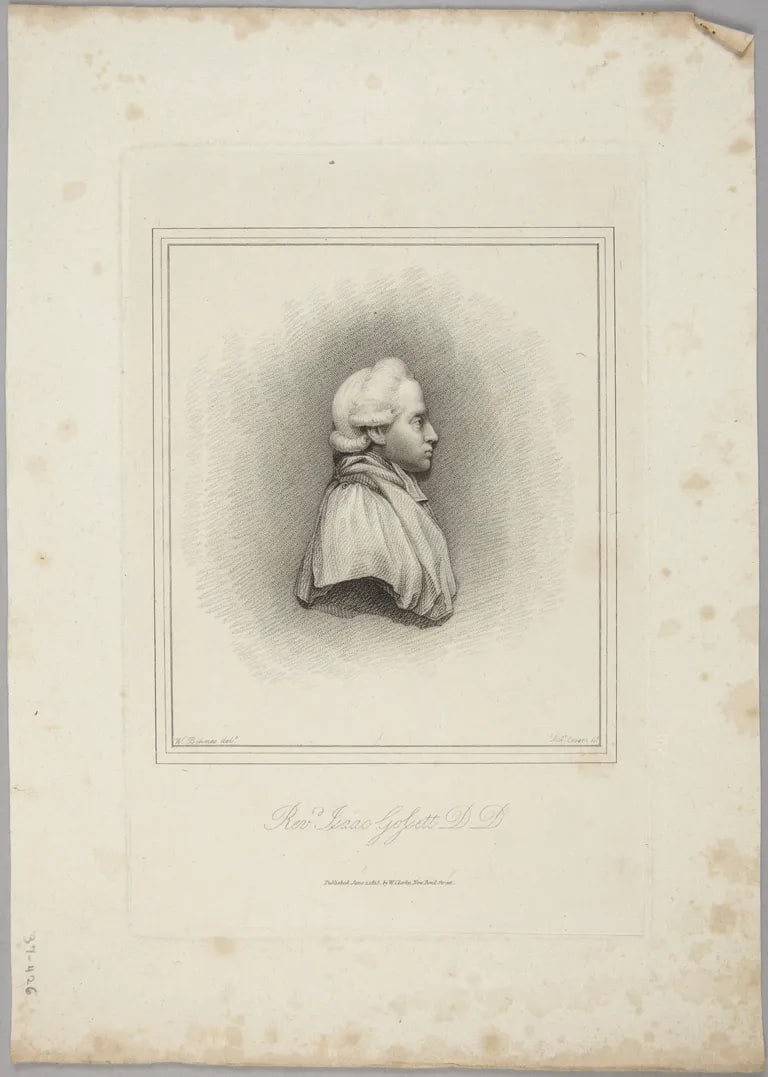 Rev. Isaac Gossett - profile bust turned left