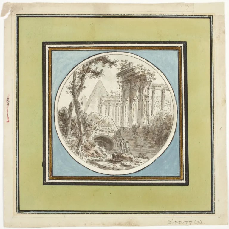Roman Ruins with Fishermen