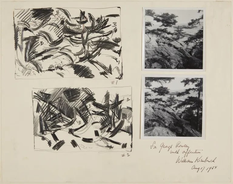 Sketches #1 and #2 for Pine Tree: Capitol Island, Maine