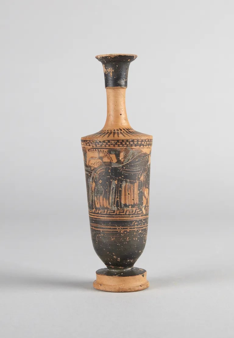 Lekythos (oil vessel) depicting a charioteer