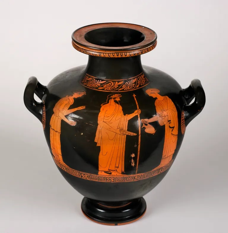 Red-figured Hydria: Zeus and two goddesses