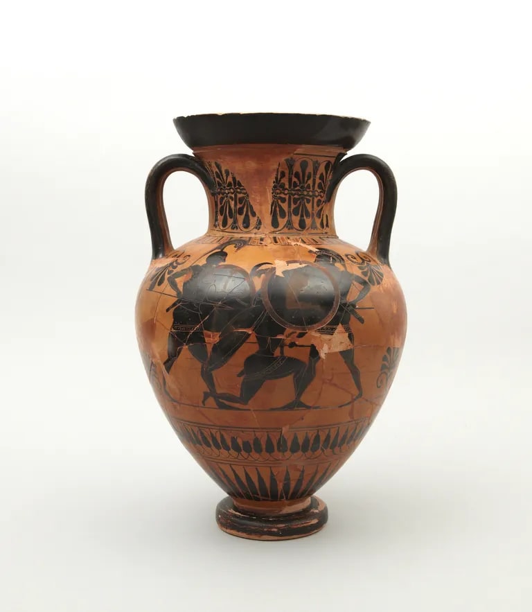 Black-figure amphora: Warriors Fighting