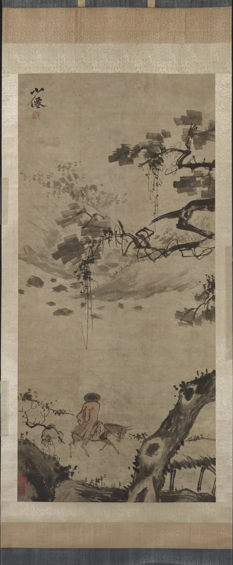 Figure in Red on Donkey, in Ming style