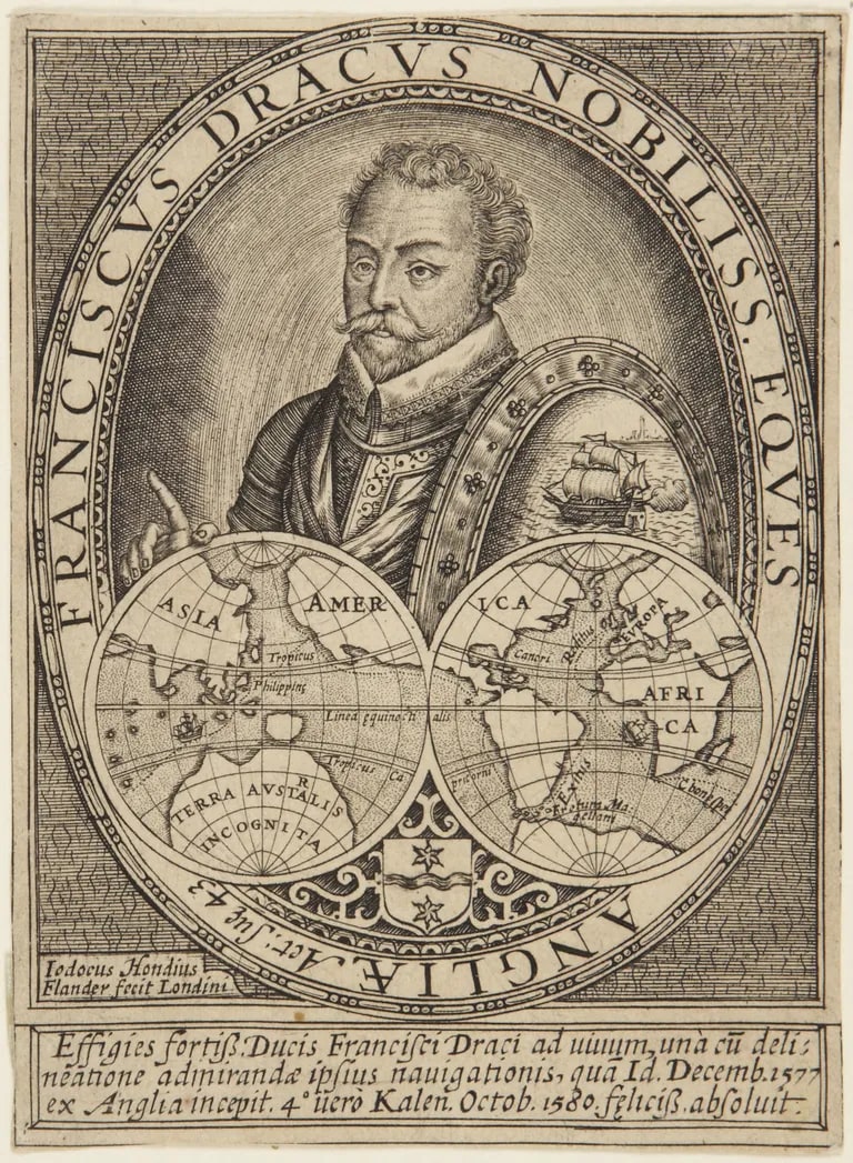 Sir Francis Drake (O'Donoghue II, 84, 8; Hollstein IX, 96, no.2; Hind I, 158, 2 (two impressions))