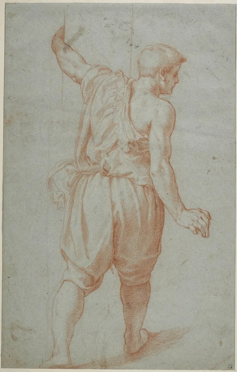 Young Man Grasping a Column