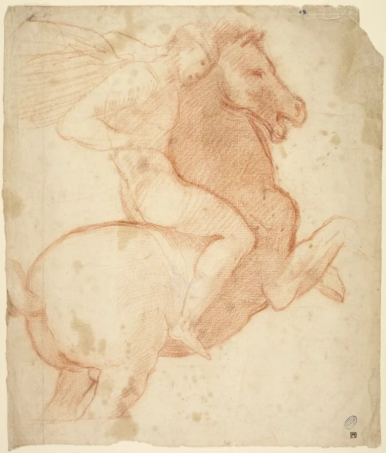 Rearing horse with rider