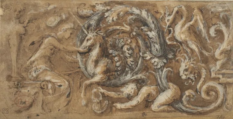 Grotesque design with unicorn