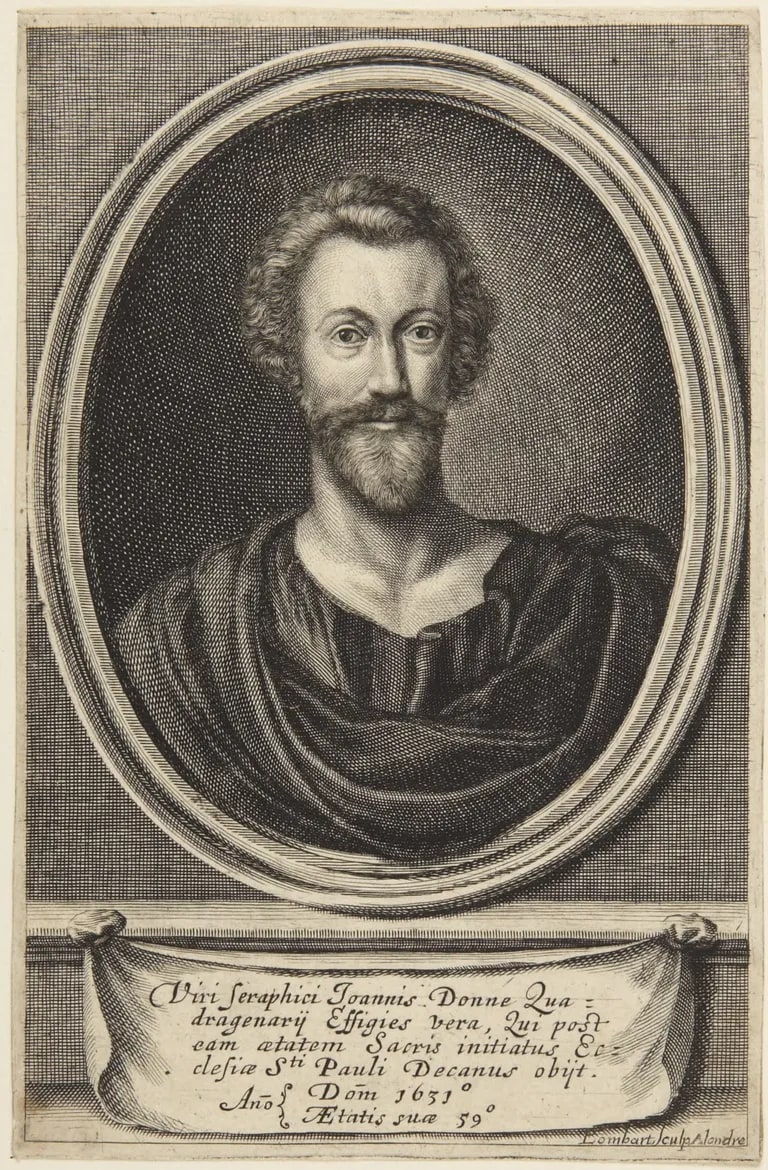 John Donne, frontispiece to "Poems," 1633