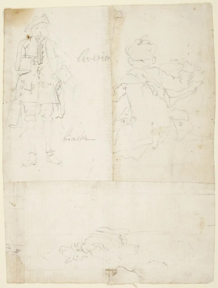 Recto and verso: sketches of contemporary figures