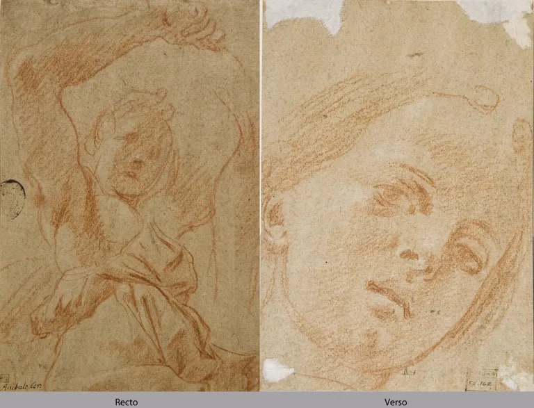 Girl with raised arms; Verso: face of a girl