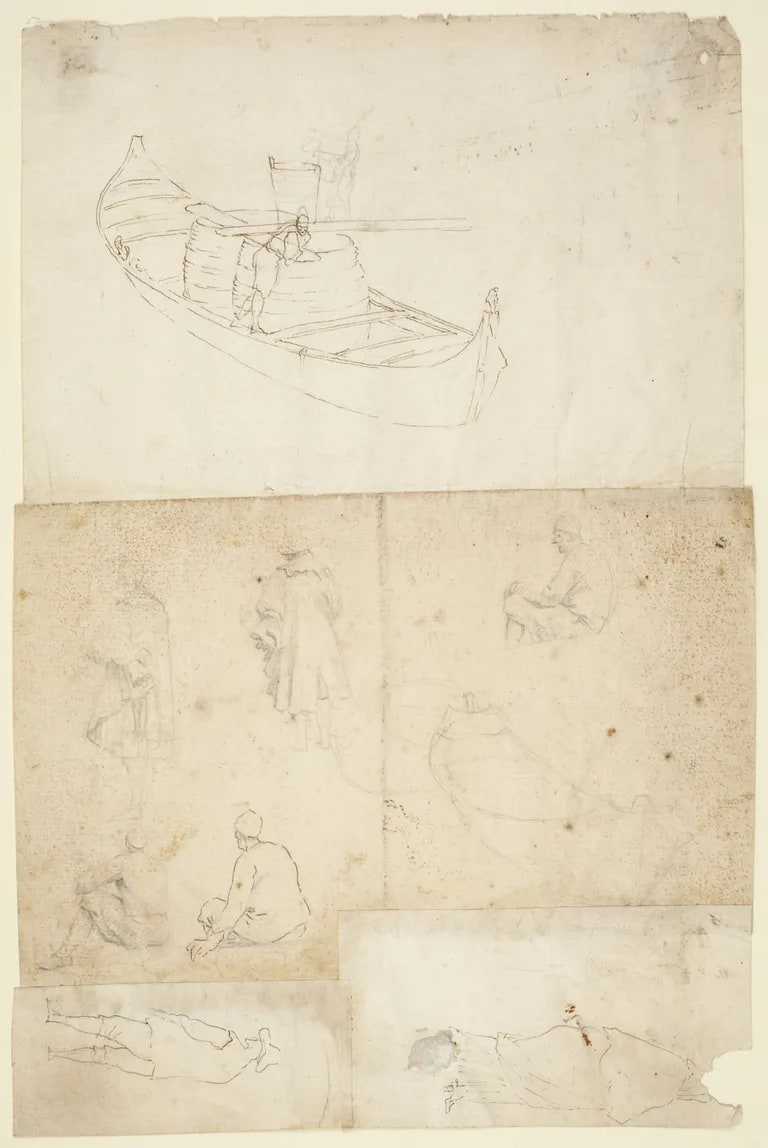 Sketches of Boats, Boatmen, Onlookers and Passersby