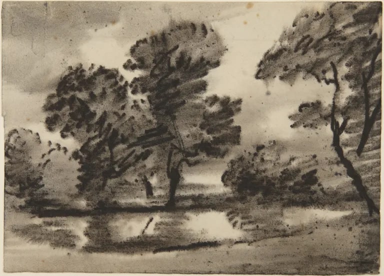 Woodland Scene with Pool