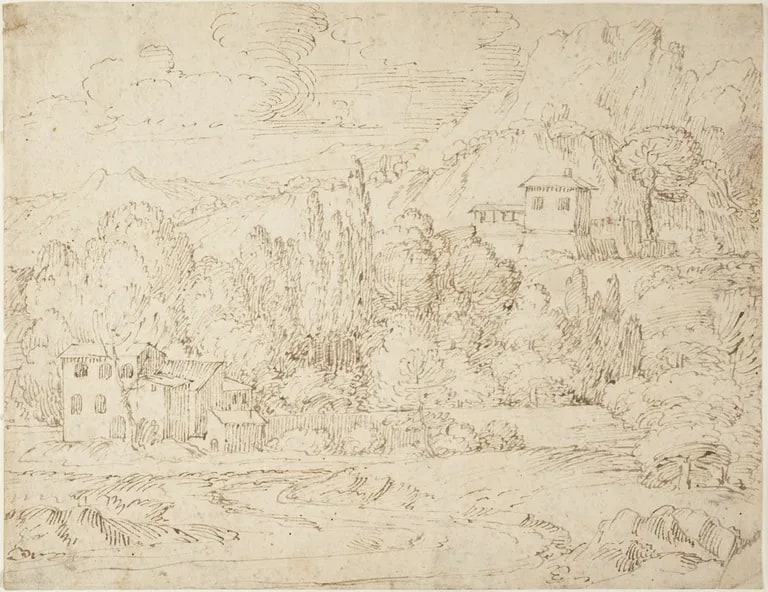 Landscape with Farmhouses; Verso: Houses and Barns
