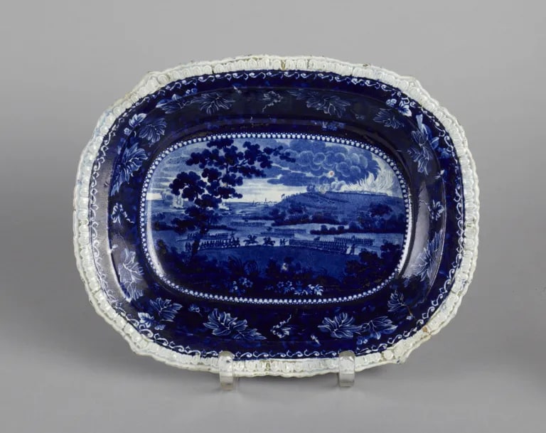 Vegetable Dish with Scene of Battle of Bunker Hill