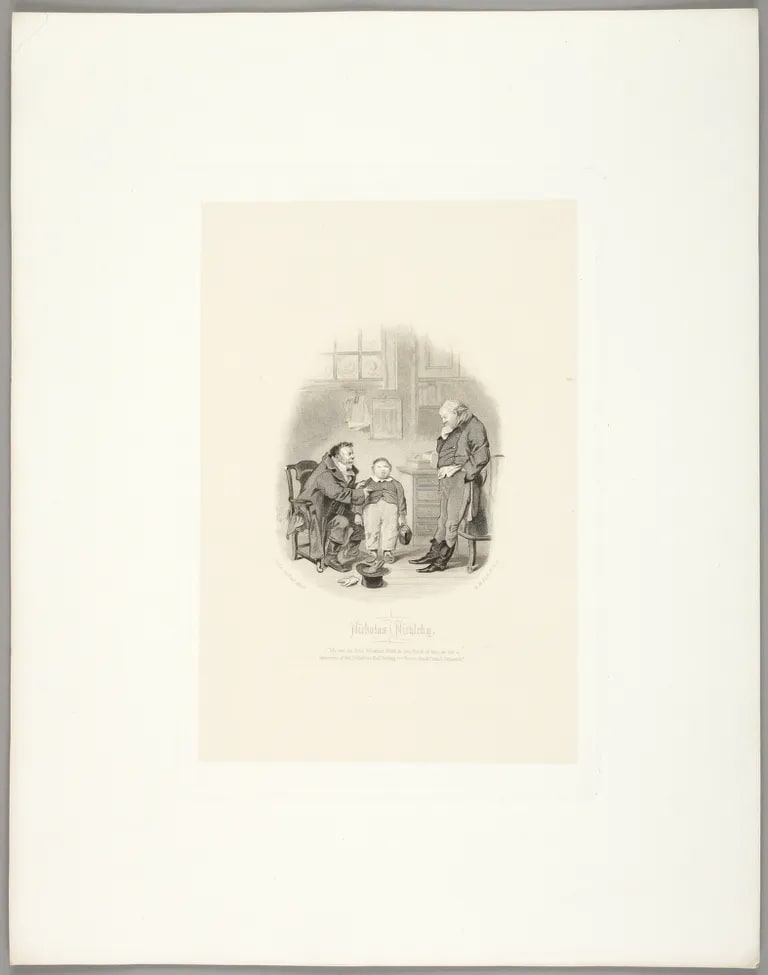Illustration for Dickens' "Nicholas Nickleby": "My son sir little Wackford" etc.
