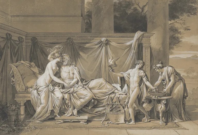 Anacreon with his Mistress and the Young Bathyllos