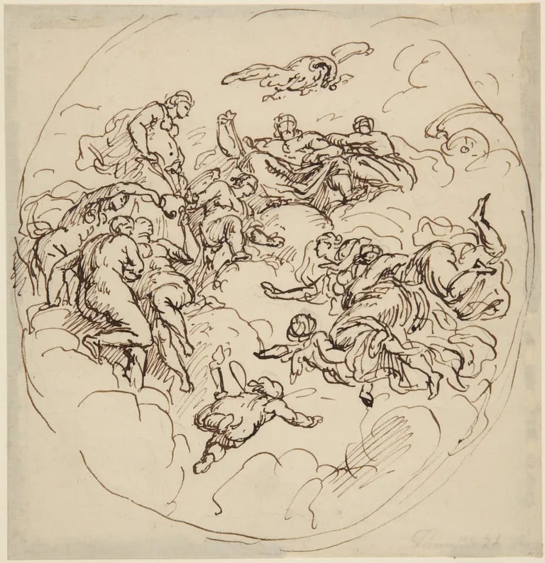 Psyche received into Olympus, ceiling design after Rubens