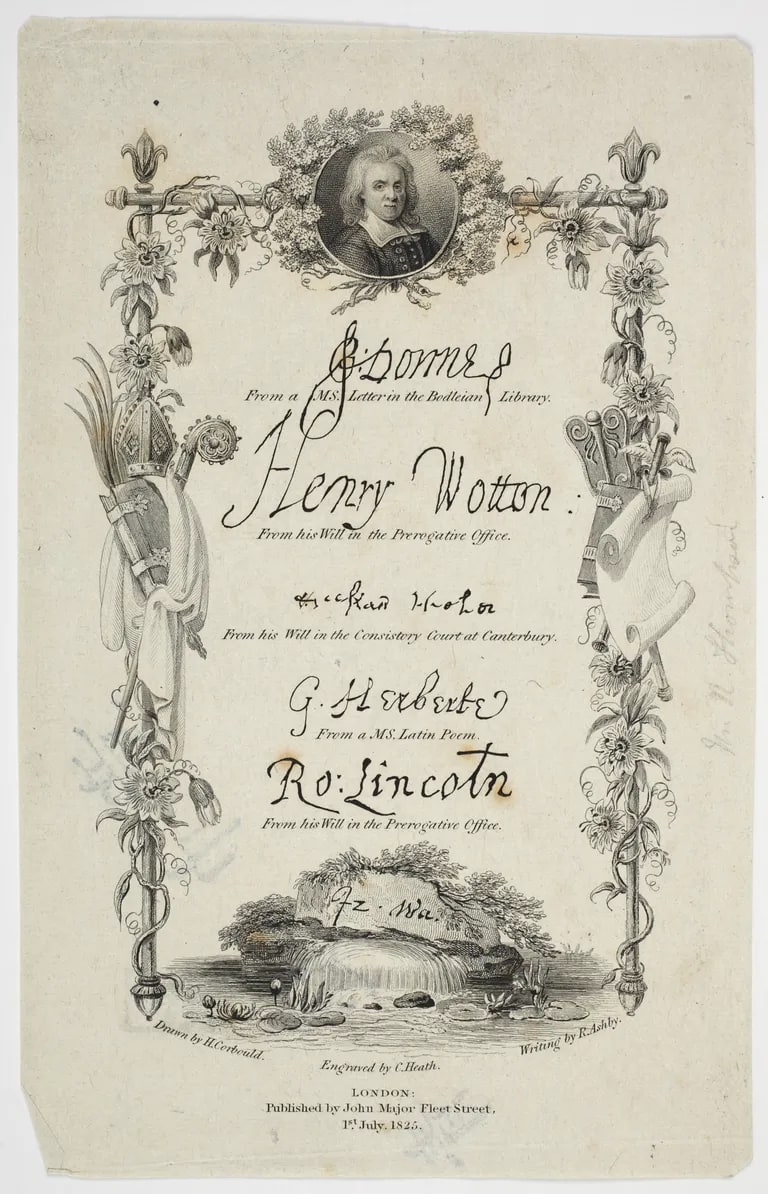 Frontispiece - signature concerning Walton's "Lives," with 314 volume