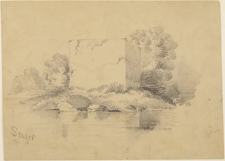 Stone Monument on River Bank